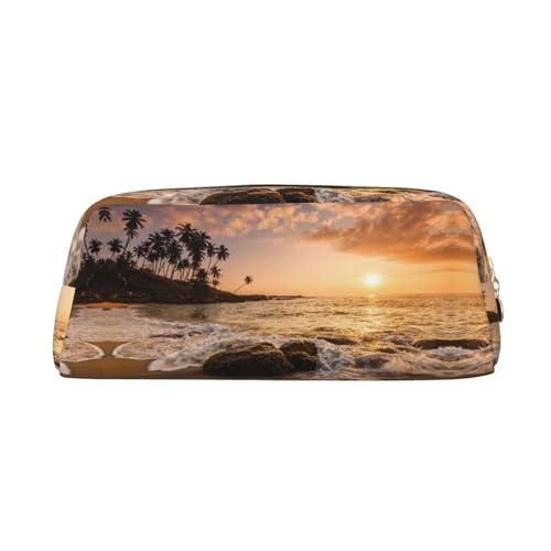 NBHDZENGW Niedliches Leder-Federmäppchen mit glattem Reißverschluss, stilvolle langlebige Tasche für Schule, Büro, Reisen, leicht, Volldruck-Schreibwarenhalter, gold, Einheitsgröße, Taschen-Organizer von NBHDZENGW