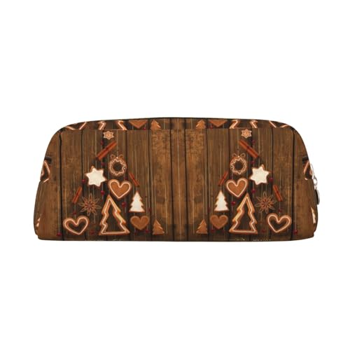 NBHDZENGW Niedliches Weihnachts-Federmäppchen aus Leder mit glattem Reißverschluss, stilvolle, langlebige Tasche für Schule, Büro, Reisen, leicht, Volldruck-Schreibwarenhalter, gold, Einheitsgröße von NBHDZENGW