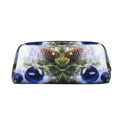 NBHDZENGW Niedliches Weihnachts-Federmäppchen aus Leder mit glattem Reißverschluss, stilvolle, langlebige Tasche für Schule, Büro, Reisen, leicht, Volldruck-Schreibwarenhalter, gold, Einheitsgröße von NBHDZENGW