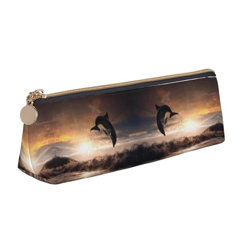 NBHDZENGW Schönes Federmäppchen aus Leder mit glattem Reißverschluss, stilvoll und langlebig für Schule, Büro, Reisen, leichtes Schreibwarenetui mit Volldruck von NBHDZENGW