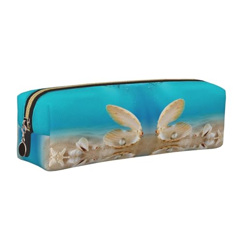 NBHDZENGW Sea Pearl Federmäppchen aus Leder mit glattem Reißverschluss, stilvoll, langlebig, Reißverschlusstasche für Schule, Büro, Reisen, leicht, Volldruck-Schreibwarenhalter, gold, Einheitsgröße von NBHDZENGW