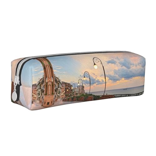 NBHDZENGW Street Lamp Federmäppchen aus Leder mit glattem Reißverschluss, stilvolle, langlebige Reißverschlusstasche für Schule, Büro, Reisen, leicht, Volldruck-Schreibwarenhalter, weiß, Einheitsgröße von NBHDZENGW