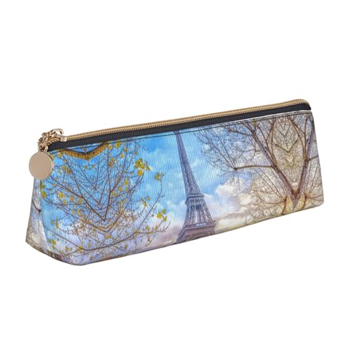 NBHDZENGW Tower Federmäppchen aus Leder mit glattem Reißverschluss, stilvoll, langlebig, für Schule, Büro, Reisen, leicht, Volldruck-Schreibwarenhalter von NBHDZENGW