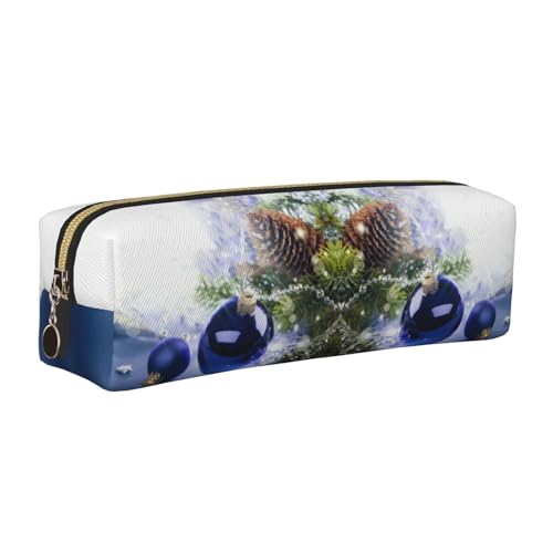 NBHDZENGW Weihnachts-Federmäppchen aus Leder mit glattem Reißverschluss, stilvolle, langlebige Reißverschlusstasche für Schule, Büro, Reisen, leicht, Volldruck-Schreibwarenhalter, gold, Einheitsgröße von NBHDZENGW