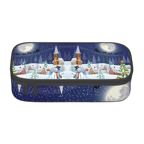 NBHDZENGW Weihnachts-Federmäppchen mit großem Fassungsvermögen, mehrere Fächer, Schreibwaren, Kulturbeutel für Schule, Büro, Reisen, strapazierfähiges Polyester (stilvolles Druckdesign) von NBHDZENGW