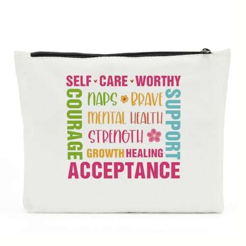 Inspirierende Geschenke für Frauen, positive Bestätigungen, psychische Gesundheit, Make-up-Tasche für weibliche Psychologin, Akzeptanz:, 10 x 6 inches von NBIAN