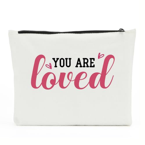 Inspirierende Geschenke für Frauen, positive Bestätigungen, psychische Gesundheit, Make-up-Tasche für weibliche Psychologin, Loved, 10 x 6 inches von NBIAN