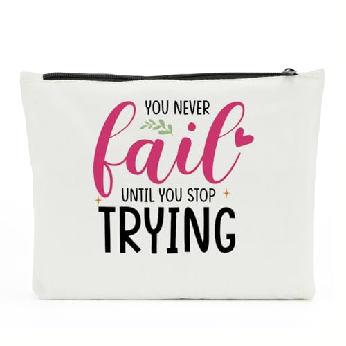 Inspirierende Geschenke für Frauen, positive Bestätigungen, psychische Gesundheit, Make-up-Tasche für weibliche Therapeutin, FailTrying, 10 x 6 inches von NBIAN