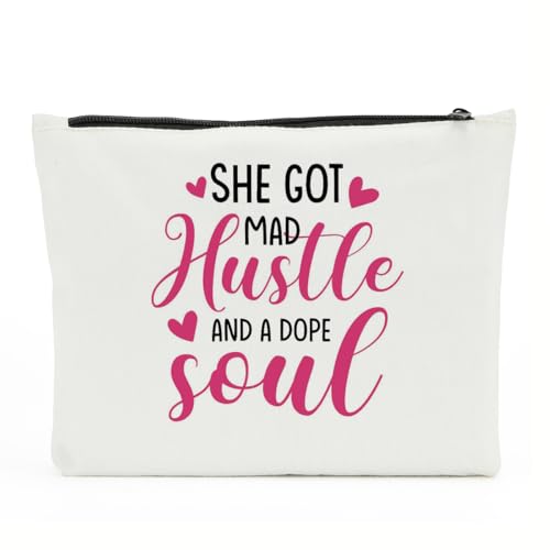 Inspirierende Geschenke für Frauen, positive Bestätigungen, psychische Gesundheit, Make-up-Tasche für weibliche Therapeutin, HustleSoul, 10 x 6 inches von NBIAN