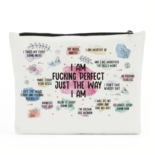 Make-up-Tasche für Mütter, Bibelvers, Lehrer, Workout, inspirierende Geschenke für Frauen, Selbstliebe, geistige Gesundheit, IAmPerfect, 10 x 6 inches von NBIAN