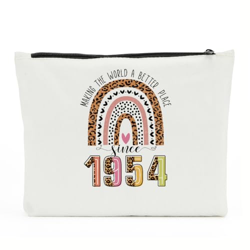 NBIAN Kosmetiktasche zum 30., 40., 50., 55., 60., 65., 70., 75., 80. Geburtstag, Geschenke für Frauen, Freunde, Oma, Kosmetiktasche, Make-up-Tasche, Seit 1954, 10 x 6 inches von NBIAN