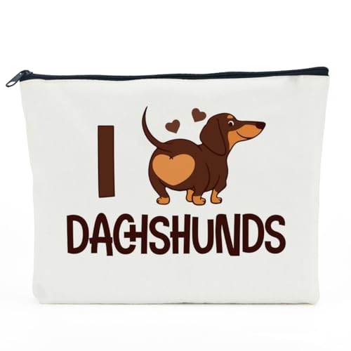 NBIAN Make-up-Tasche mit Dackel-Motiv, Geschenk zum Muttertag, Schulabschluss, Kosmetiktasche für Damen, Dackel, Hundebesitzer, Dackel 13, 10 x 6 inches von NBIAN