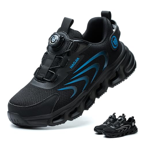 NBOFIEHY Arbeitsschuhe Herren Damen Sicherheitsschuhe Leicht Atmungsaktiv rutschfest Stahlkappenschuhe mit Drehknopf, Blau, 41 EU von NBOFIEHY