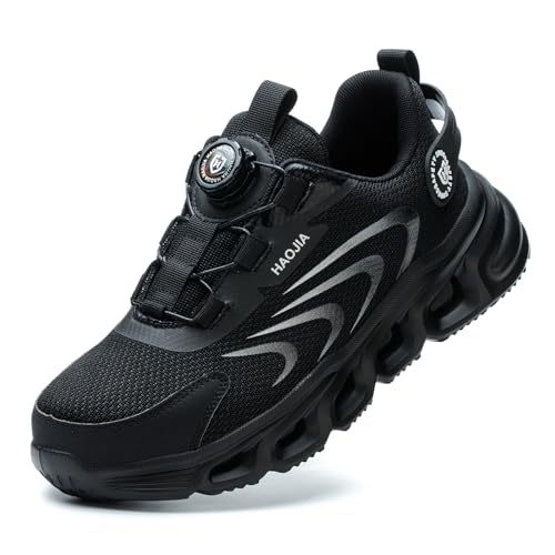 NBOFIEHY Arbeitsschuhe Herren Damen Leicht Atmungsaktiv Sicherheitsschuhe rutschfest Stahlkappenschuhe mit Drehknopf, Schwar, 40 EU von NBOFIEHY