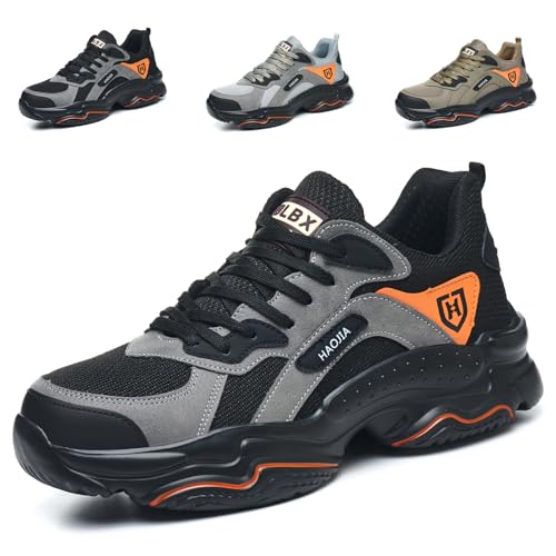 NBOFIEHY Sicherheitsschuhe Herren Arbeitsschuhe rutschfest Damen Stahlkappeschuhe Leicht Atmungsaktiv Schutzschuhe Bequem Sportlich, Schwarz, 37 EU von NBOFIEHY