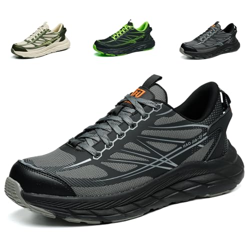 NBOFIEHY Sicherheitsschuhe Herren Leicht Bequem Arbeitsschuhe mit Stahlkappe Damen rutschfest Atmungsaktiv Schutzschuhe, Grau, 38 EU von NBOFIEHY