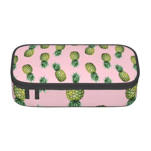 NBRIEU Federmäppchen mit großem Fassungsvermögen, Ananas-Muster, Schreibwaren-Organizer mit mehreren Fächern, Schwarz, Einheitsgröße, Schwarz , Talla única, Bedruckt von NBRIEU