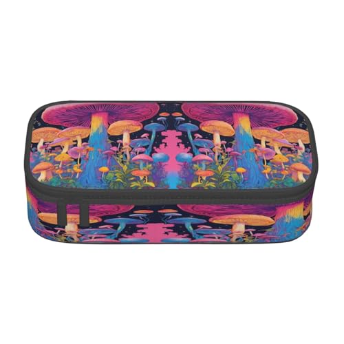 NBRIEU Federmäppchen mit großem Fassungsvermögen, Pilzmuster, Schreibwaren-Organizer mit mehreren Fächern, Schwarz, Einheitsgröße, Schwarz , Talla única, Bedruckt von NBRIEU
