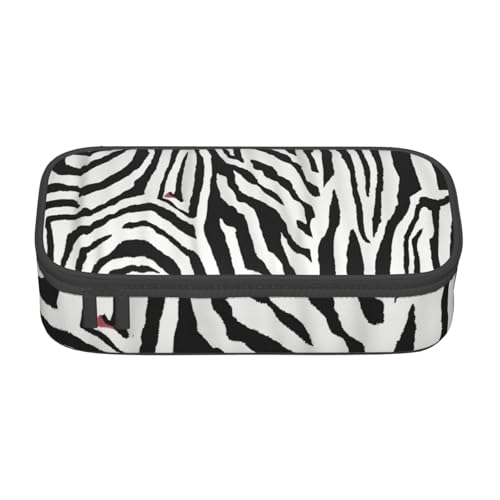 NBRIEU Federmäppchen mit großem Fassungsvermögen, Zebra-Druck, Schreibwaren-Organizer mit mehreren Fächern, Schwarz, Einheitsgröße, Schwarz , Talla única, Bedruckt von NBRIEU