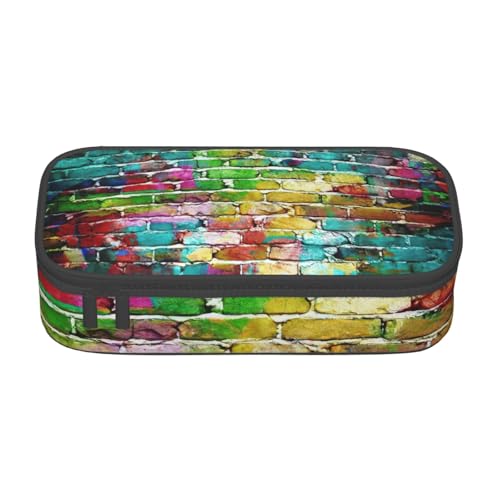 NBRIEU Federmäppchen mit großem Fassungsvermögen, buntes Graffiti-Muster, Schreibwaren-Organizer mit mehreren Fächern, Schwarz, Einheitsgröße, Schwarz , Talla única, Bedruckt von NBRIEU