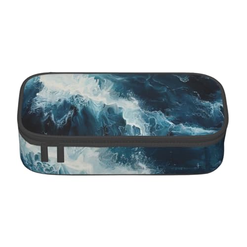 NBRIEU Federmäppchen mit großem Fassungsvermögen, mehrere Fächer, Schreibwaren-Box, Schwarz, One Size, Drucken von NBRIEU