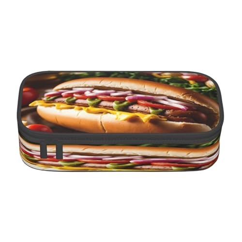 NBRIEU Federmäppchen mit großem Fassungsvermögen, mit Lebensmittel-Druck, Schreibwaren-Organizer mit mehreren Fächern, Schwarz, Einheitsgröße, Schwarz , Talla única, Bedruckt von NBRIEU