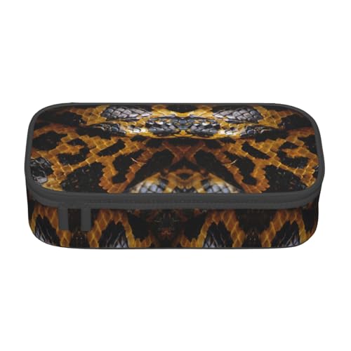 NBRIEU Federmäppchen mit großer Kapazität mit gelbem Schlangenmuster, Schreibwaren-Organizer mit mehreren Fächern, Schwarz, Einheitsgröße, Schwarz , Talla única, Bedruckt von NBRIEU
