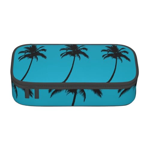 NBRIEU Großes Federmäppchen mit Palmenmuster, Schreibwaren-Organizer mit mehreren Fächern, Schwarz, Einheitsgröße, Schwarz , Talla única, Bedruckt von NBRIEU