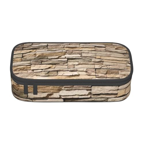 NBRIEU Rustic Rocks Federmäppchen, großes Fassungsvermögen, Schreibwaren-Organizer mit mehreren Fächern, Schwarz, Einheitsgröße, Schwarz , Talla única, Bedruckt von NBRIEU