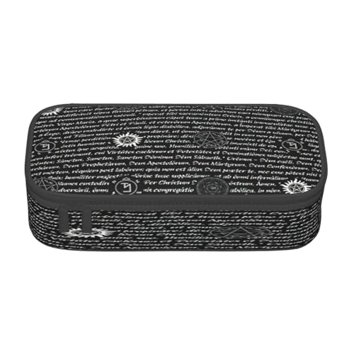 NBRIEU Supernatural Inspiration Print Federmäppchen mit großem Fassungsvermögen, mehrere Fächer, Schreibwaren-Box, Schwarz, One Size, Drucken von NBRIEU