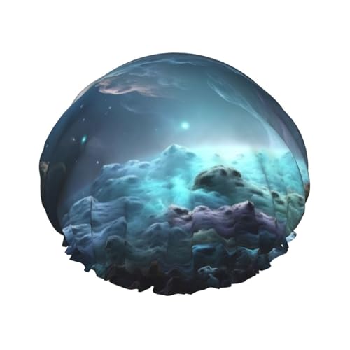 3D-Grafik-Universum-Weltraum-Duschhaube für Damen und Herren, verstellbare wiederverwendbare Duschhaube, doppellagig, wasserdichte Badekappen, EVA-Futter, elastisches Band, Haarkappe für alle 3D-Grafik-Universum-Weltraum-Duschhaube für Damen und Herren, verstellbare wiederverwendbare Duschhaube, doppellagig, wasserdichte Badekappen, EVA-Futter, elastisches Band, Haarkappe für alle von NBSKSDLK
