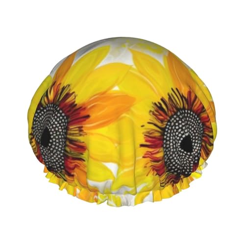 Abstrakte Sonnenblumen-Duschhaube für Damen und Herren, verstellbare wiederverwendbare Duschhaube, doppellagig, wasserdichte Badekappen, EVA-Futter, elastisches Band, Haarkappe für alle Haarlängen Abstrakte Sonnenblumen-Duschhaube für Damen und Herren, verstellbare wiederverwendbare Duschhaube, doppellagig, wasserdichte Badekappen, EVA-Futter, elastisches Band, Haarkappe für alle Haarlängen von NBSKSDLK