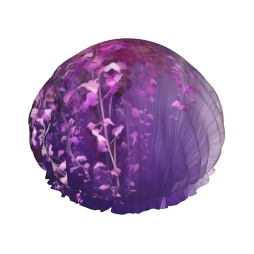 Abstrakte violette weinende Blumen-Duschhaube für Damen und Herren, verstellbare wiederverwendbare Duschhaube, doppellagig, wasserdichte Badekappen, EVA-Futter, elastisches Band, Haarkappe für alle Abstrakte violette weinende Blumen-Duschhaube für Damen und Herren, verstellbare wiederverwendbare Duschhaube, doppellagig, wasserdichte Badekappen, EVA-Futter, elastisches Band, Haarkappe für alle von NBSKSDLK