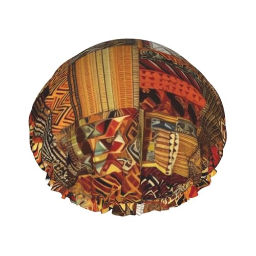Afrikanische Textil-Patchwork-Duschhaube für Damen und Herren, verstellbare wiederverwendbare Duschhaube, doppellagig, wasserdichte Badekappen, EVA-Futter, elastisches Band, Haarkappe für alle Afrikanische Textil-Patchwork-Duschhaube für Damen und Herren, verstellbare wiederverwendbare Duschhaube, doppellagig, wasserdichte Badekappen, EVA-Futter, elastisches Band, Haarkappe für alle von NBSKSDLK