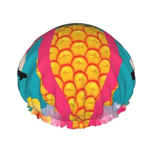 Ananas-Flamingo-Duschhaube für Damen und Herren, verstellbare wiederverwendbare Duschhaube, doppellagig, wasserdichte Badekappen, EVA-Futter, elastisches Band, Haarkappe für alle Haarlängen Ananas-Flamingo-Duschhaube für Damen und Herren, verstellbare wiederverwendbare Duschhaube, doppellagig, wasserdichte Badekappen, EVA-Futter, elastisches Band, Haarkappe für alle Haarlängen von NBSKSDLK