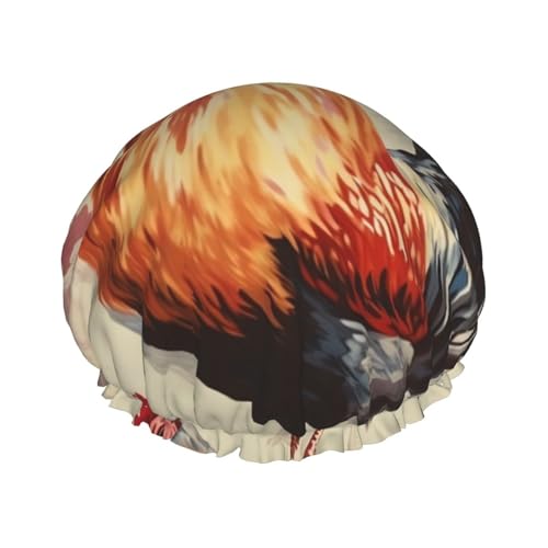 Animal Art Duschhaube mit Hühnermalerei, für Damen und Herren, verstellbare wiederverwendbare Duschhaube, doppellagig, wasserdichte Badekappen, EVA-Futter, elastisches Band, Haarkappe für alle Animal Art Duschhaube mit Hühnermalerei, für Damen und Herren, verstellbare wiederverwendbare Duschhaube, doppellagig, wasserdichte Badekappen, EVA-Futter, elastisches Band, Haarkappe für alle von NBSKSDLK