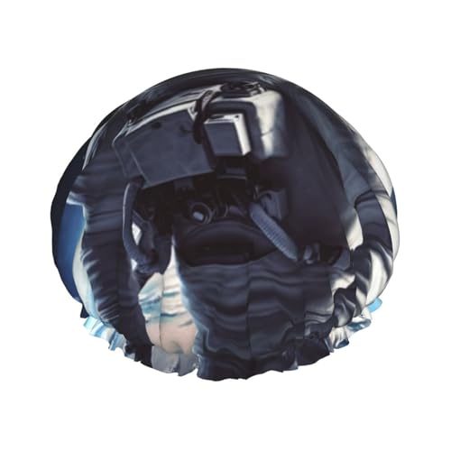 Astronauten-Duschhaube für Damen und Herren, verstellbare wiederverwendbare Duschhaube, doppellagig, wasserdichte Badekappen, EVA-Futter, elastisches Band, Haarkappe für alle Haarlängen Astronauten-Duschhaube für Damen und Herren, verstellbare wiederverwendbare Duschhaube, doppellagig, wasserdichte Badekappen, EVA-Futter, elastisches Band, Haarkappe für alle Haarlängen von NBSKSDLK