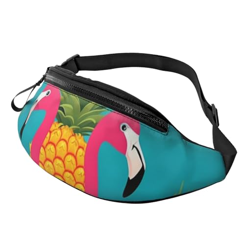 Bauchtasche mit Ananas-Flamingo-Motiv für Herren und Damen, wasserdicht, Sport-Hüfttasche, modische Gürteltasche, Umhängetasche, Hüfttasche mit verstellbarem Riemen, große Schultertasche, Geldbörse von NBSKSDLK