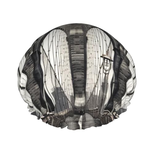 Brooklyn Bridge Duschhaube für Damen und Herren, verstellbare wiederverwendbare Duschhaube, doppellagig, wasserdicht, Badekappen, EVA-Futter, elastisches Band, Haarkappe für alle Haarlängen von NBSKSDLK