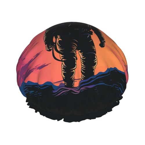 Coole Astronauten-Duschhaube für Damen und Herren, verstellbare wiederverwendbare Duschhaube, doppellagig, wasserdichte Badekappen, EVA-Futter, elastisches Band, Haarkappe für alle Haarlängen Coole Astronauten-Duschhaube für Damen und Herren, verstellbare wiederverwendbare Duschhaube, doppellagig, wasserdichte Badekappen, EVA-Futter, elastisches Band, Haarkappe für alle Haarlängen von NBSKSDLK
