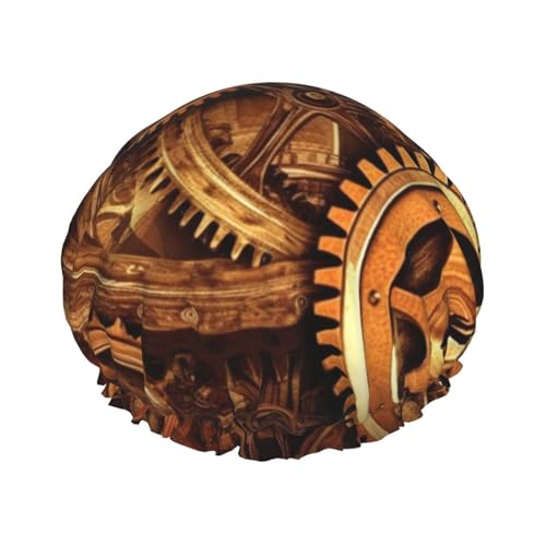 Coole Steampunk-Getriebe-Duschhaube für Damen und Herren, verstellbare wiederverwendbare Duschhaube, doppellagig, wasserdichte Badekappen, EVA-Futter, elastisches Band, Haarkappe für alle Haarlängen von NBSKSDLK