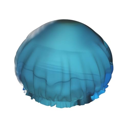 Delphin mit einem Lächeln Duschhaube für Damen und Herren, verstellbare wiederverwendbare Duschhaube, doppellagig, wasserdichte Badekappen, EVA-Futter, elastisches Band, Haarkappe für alle Haarlängen von NBSKSDLK