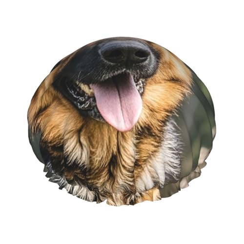 Deutscher Schäferhund Duschhaube für Damen und Herren, verstellbare wiederverwendbare Duschhaube, doppellagig, wasserdichte Badekappen, EVA-Futter, elastisches Band, Haarkappe für alle Haarlängen von NBSKSDLK