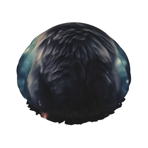 Eine Katze im Nebel Duschhaube für Damen und Herren, verstellbare wiederverwendbare Duschhaube, doppellagig, wasserdichte Badekappen, EVA-Futter, elastisches Band, Haarkappe für alle Haarlängen von NBSKSDLK