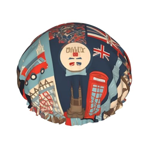 England Symbole Duschhaube für Damen und Herren, verstellbare wiederverwendbare Duschhaube, doppellagig, wasserdicht, Badekappen, EVA-Futter, elastisches Band, Haarkappe für alle Haarlängen England Symbole Duschhaube für Damen und Herren, verstellbare wiederverwendbare Duschhaube, doppellagig, wasserdicht, Badekappen, EVA-Futter, elastisches Band, Haarkappe für alle Haarlängen von NBSKSDLK