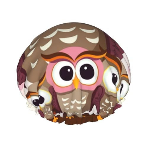 Eulenfamilie Duschhaube für Damen und Herren, verstellbare wiederverwendbare Duschhaube, doppellagig, wasserdichte Badekappen, EVA-Futter, elastisches Band, Haarkappe für alle Haarlängen Eulenfamilie Duschhaube für Damen und Herren, verstellbare wiederverwendbare Duschhaube, doppellagig, wasserdichte Badekappen, EVA-Futter, elastisches Band, Haarkappe für alle Haarlängen von NBSKSDLK