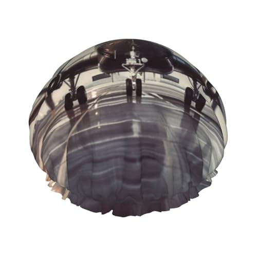 Flugzeug-Kunst-Duschhaube für Damen und Herren, verstellbare wiederverwendbare Duschhaube, doppellagig, wasserdicht, Badekappen, EVA-Futter, elastisches Band, Haarkappe für alle Haarlängen Flugzeug-Kunst-Duschhaube für Damen und Herren, verstellbare wiederverwendbare Duschhaube, doppellagig, wasserdicht, Badekappen, EVA-Futter, elastisches Band, Haarkappe für alle Haarlängen von NBSKSDLK