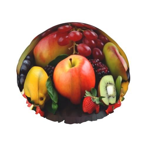Fresh Fruits Duschhaube für Damen und Herren, verstellbare wiederverwendbare Duschhaube, doppellagig, wasserdichte Badekappen, EVA-Futter, elastisches Band, Haarkappe für alle Haarlängen Fresh Fruits Duschhaube für Damen und Herren, verstellbare wiederverwendbare Duschhaube, doppellagig, wasserdichte Badekappen, EVA-Futter, elastisches Band, Haarkappe für alle Haarlängen von NBSKSDLK