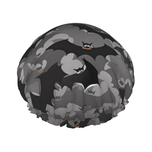 Halloween Fledermäuse graue Duschhaube für Damen und Herren, verstellbare wiederverwendbare Duschhaube, doppellagig, wasserdichte Badekappen, EVA-Futter, elastisches Band, Haarkappe für alle Halloween Fledermäuse graue Duschhaube für Damen und Herren, verstellbare wiederverwendbare Duschhaube, doppellagig, wasserdichte Badekappen, EVA-Futter, elastisches Band, Haarkappe für alle von NBSKSDLK