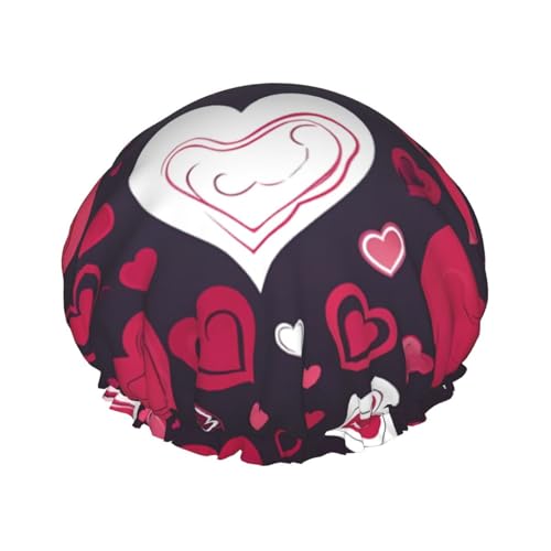 Happy Valentine's Day Duschhaube für Damen und Herren, verstellbare wiederverwendbare Duschhaube, doppellagig, wasserdicht, Badekappen, EVA-Futter, elastisches Band, Haarkappe für alle Haarlängen Happy Valentine's Day Duschhaube für Damen und Herren, verstellbare wiederverwendbare Duschhaube, doppellagig, wasserdicht, Badekappen, EVA-Futter, elastisches Band, Haarkappe für alle Haarlängen von NBSKSDLK